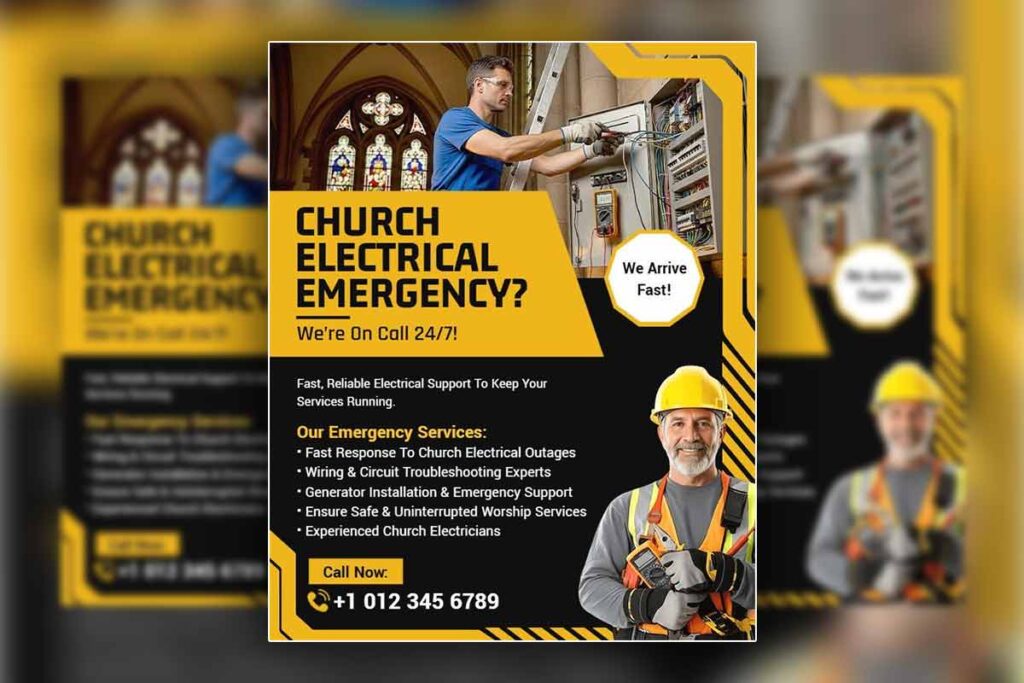 Church Electrical Emergency Services Flyer Template