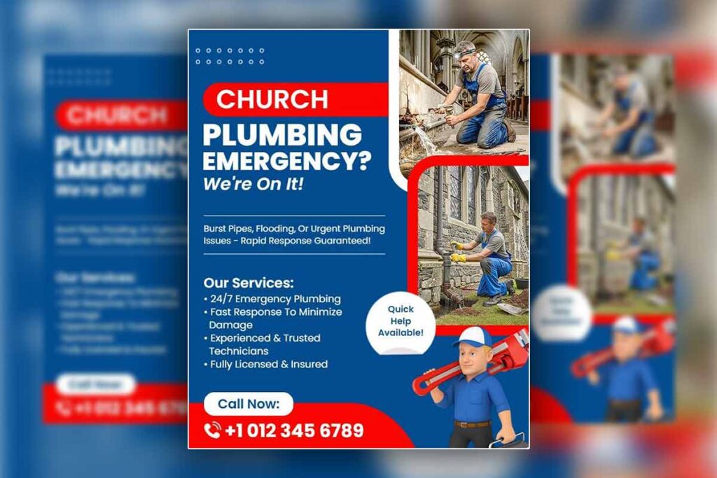 Church Storm Damage Repair Service Flyer Template