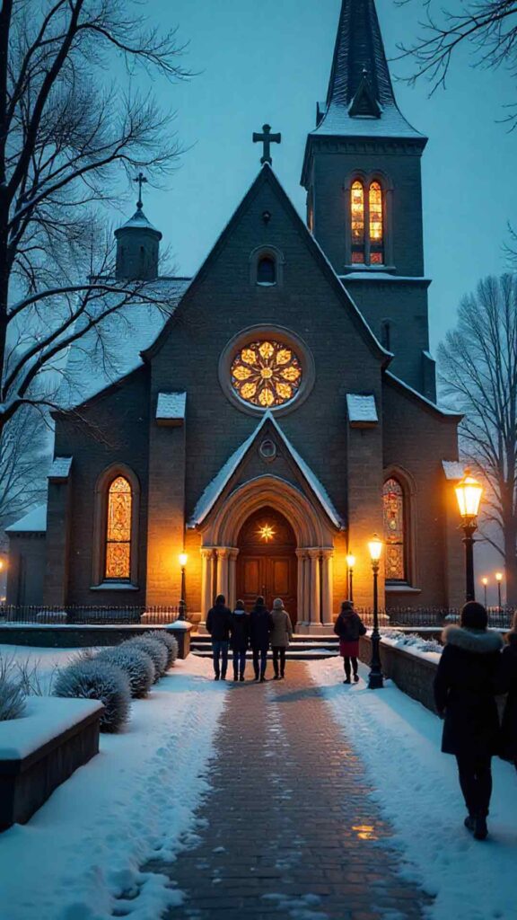 Church Midnight Mass Christmas Night Background