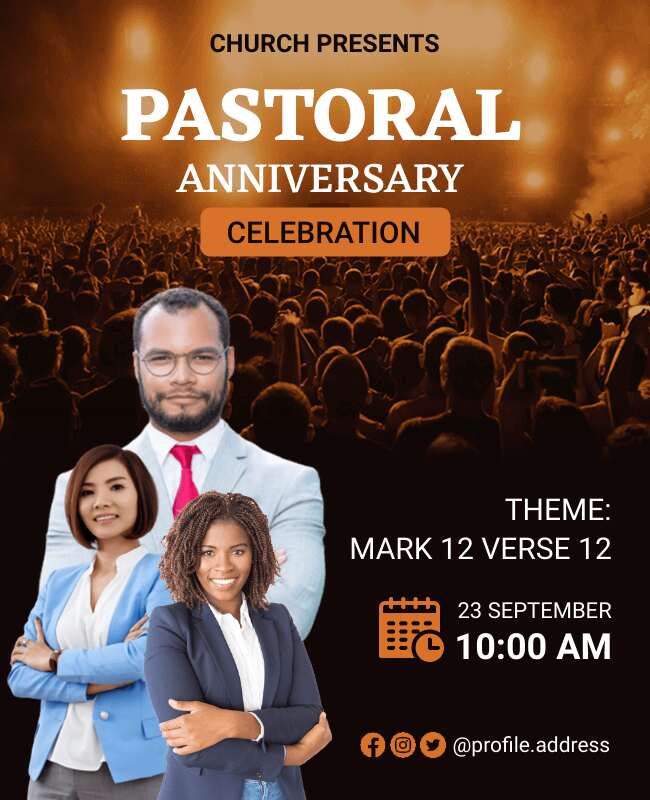 Church Pastoral Anniversary Celebration Flyer Template