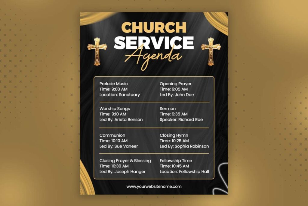 Church Service Agenda Event Flyer Template