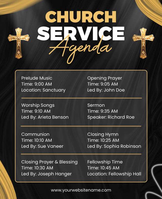 Church Service Agenda Flyer Template