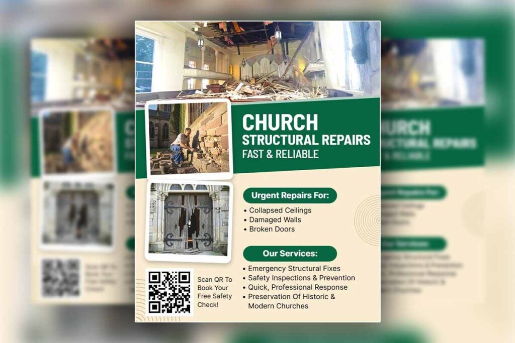 Church Structural Repair Services Promotion Flyer Template