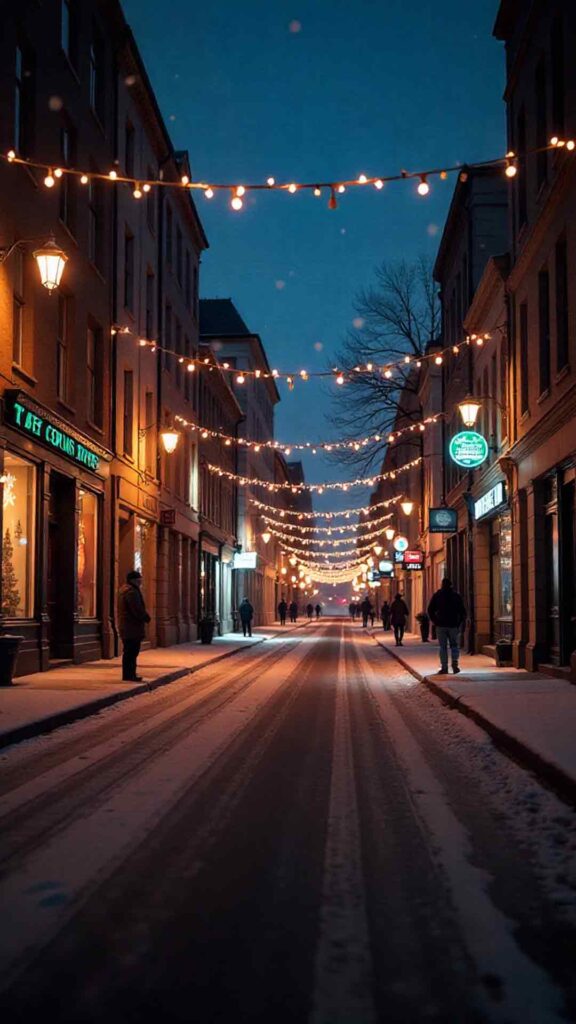 City Street Holiday Lights Background