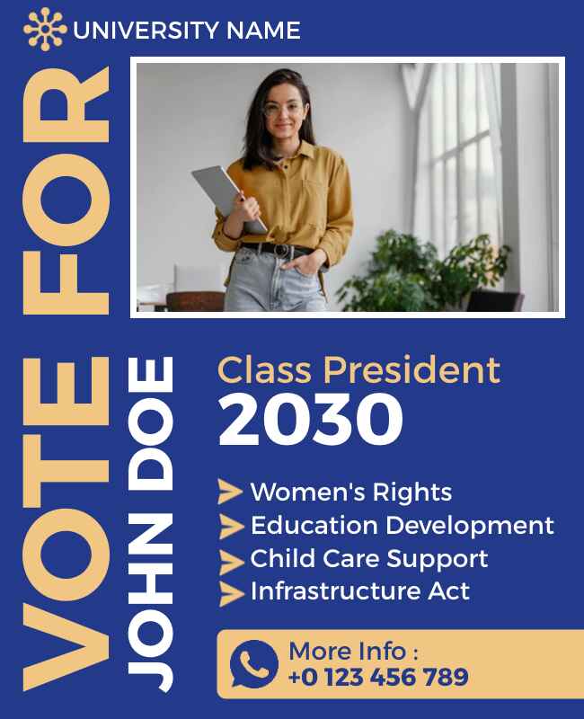 Dark Blue Class President Election Flyer Template