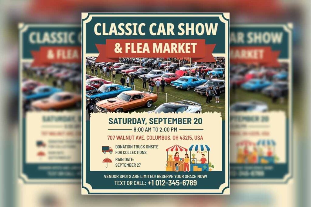 Classic Car Show and Flea Market Flyer Template