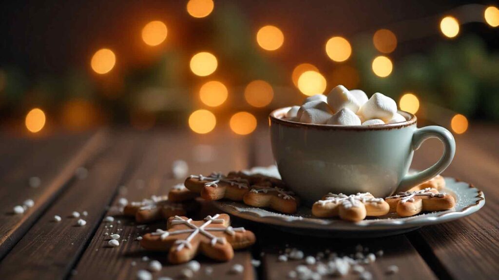 Classic Cozy Cookies And Cocoa Scene Background