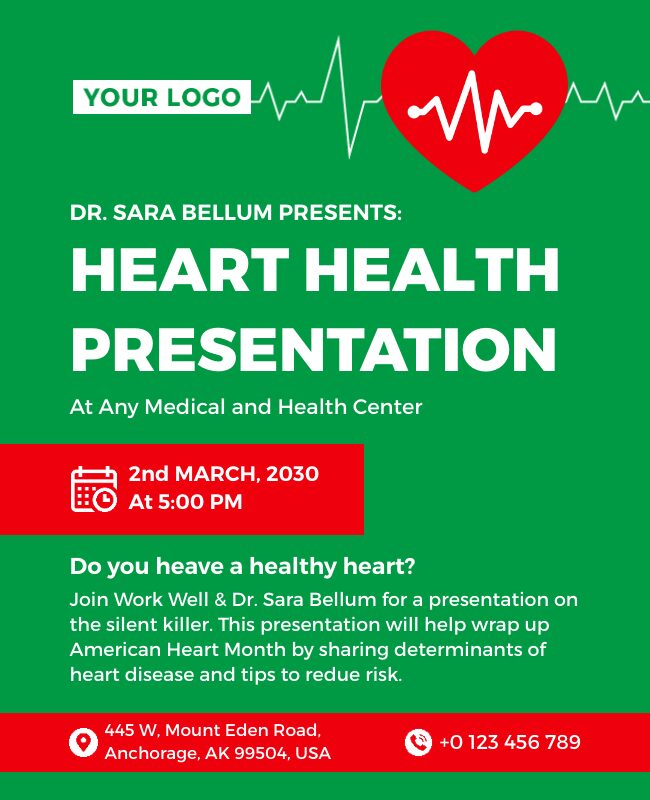 Classic Heart Health Presentation Event Flyer Template