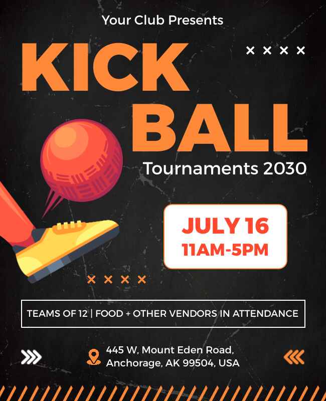 Black Theme Classic Kickball Tournament Flyer