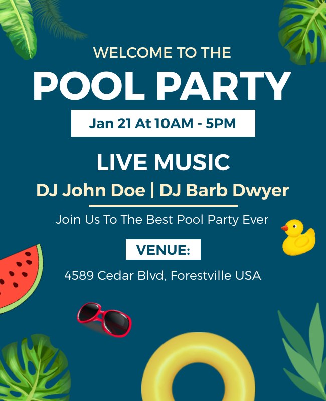 Choose clear, readable fonts for your pool party flyer to ensure important details stand out