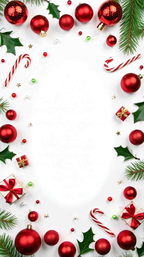 Classic Red And Green Ornament Set Background
