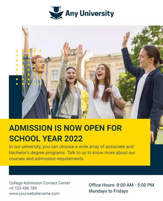 Classic University Admission Announcement Flyer with Elegant Layout