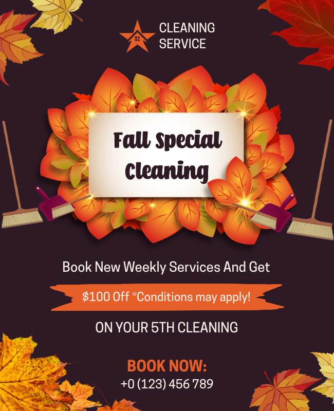 Flyer promoting fall cleaning service discounts.