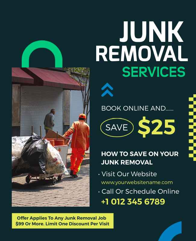 Junk removal services flyer with a clear and engaging call-to-action.