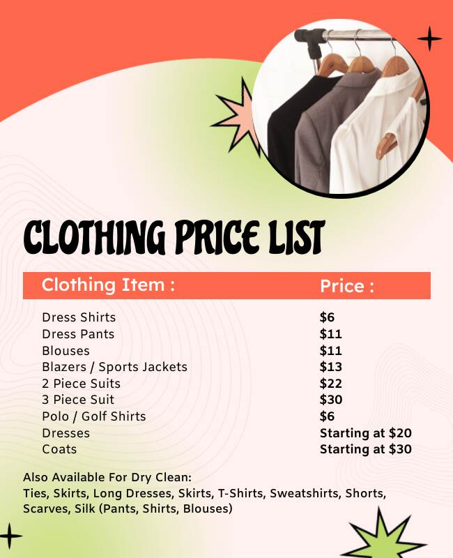 Clothing Price List Flyer Template