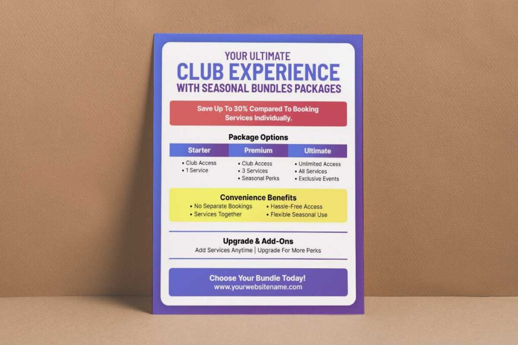 Club Membership Packages Discount Flyer Template
