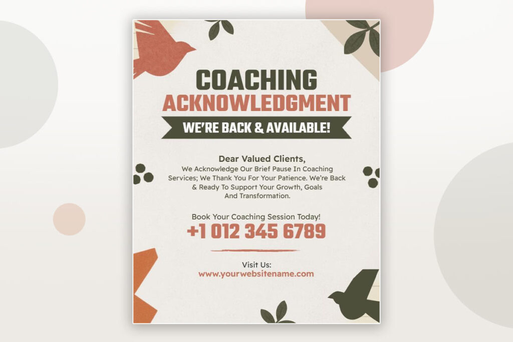 Coaching Availability And Acknowledgment Flyer Template