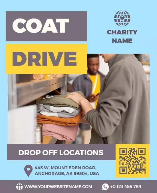 QR Code Coat Drive Donation Flyer for Easy Contribution Access