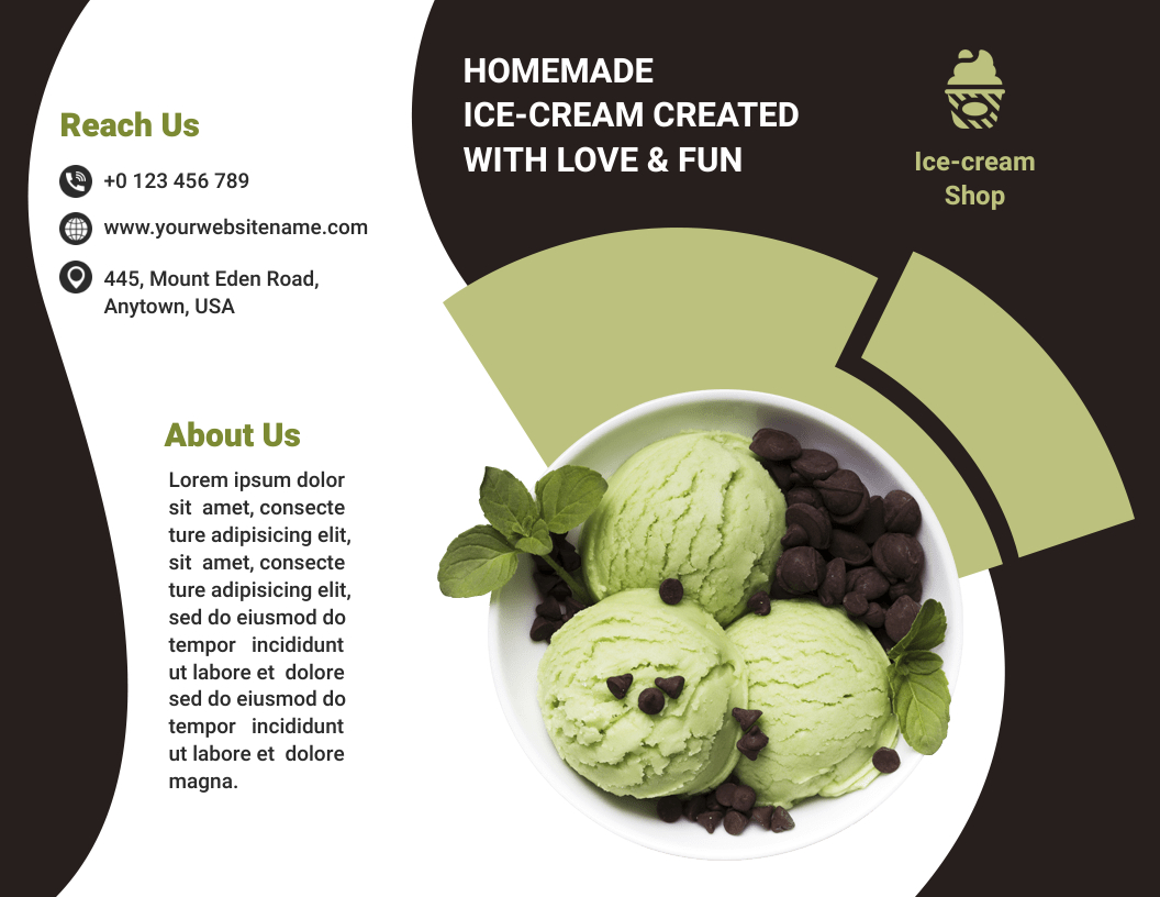 Cocoa Brown Ice-cream Die-cut Brochure Template