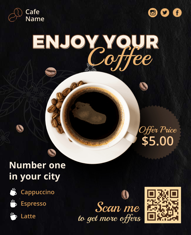 Cafe Advertisement with QR Code Flyer