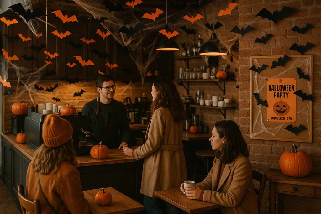 coffee shops prime real estate for halloween flyers