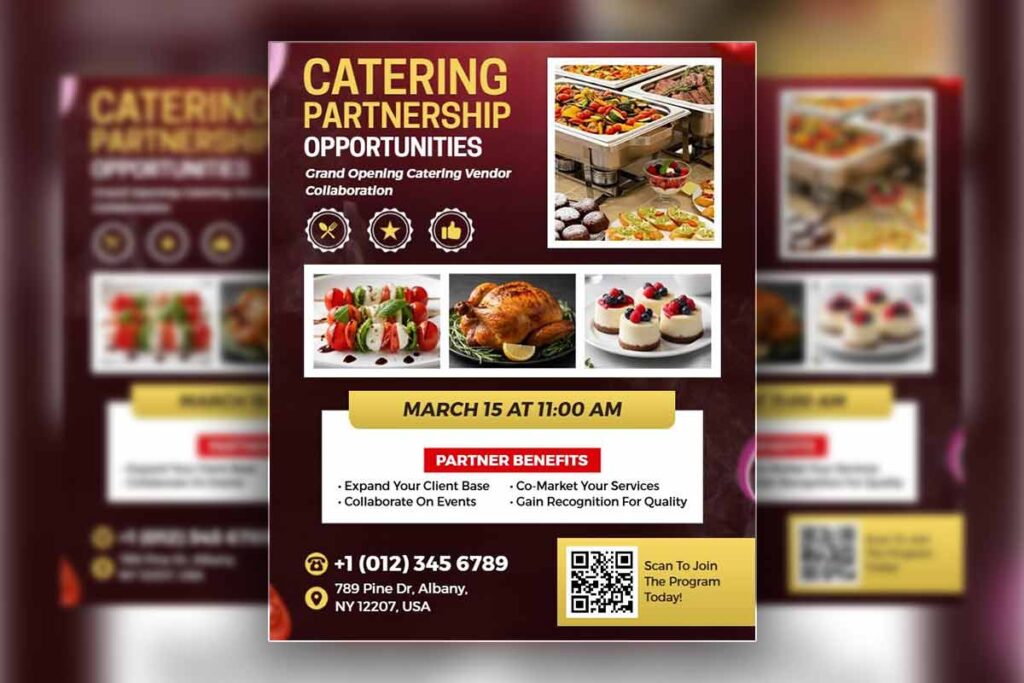 Collaborative Catering Services Grand Opening Announcement Flyer Template