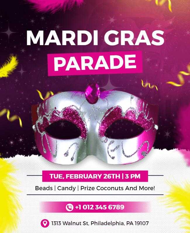 Colorful Carnival Flyer for Mardi Gras Celebration