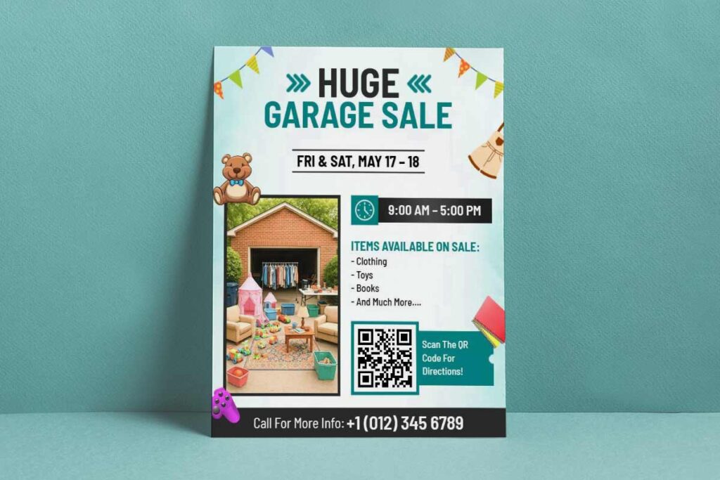 Colorful Playful Decoration for Huge Garage Sale Flyer Template