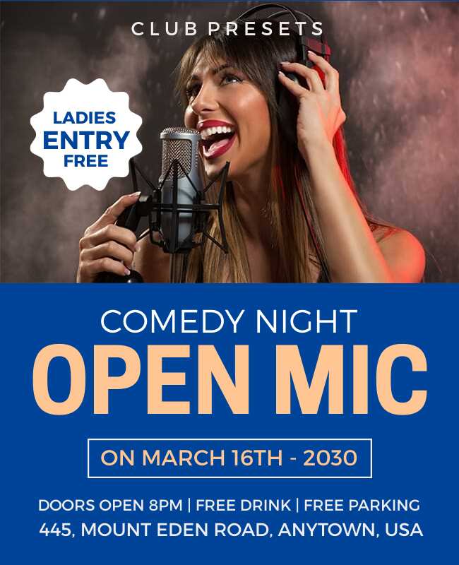 Comedy Night Open Mic Event Flyer Template