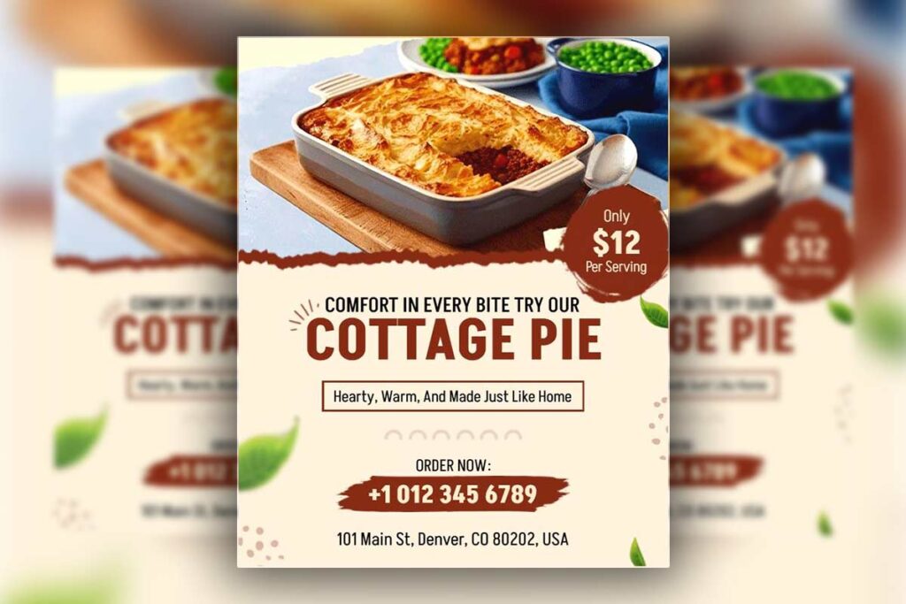 Comforting Cottage Pie Restaurant Flyer Template