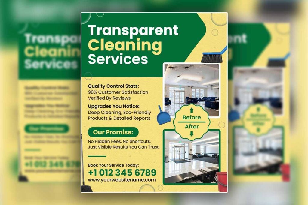 Commercial Transparent Cleaning Services Flyer Template