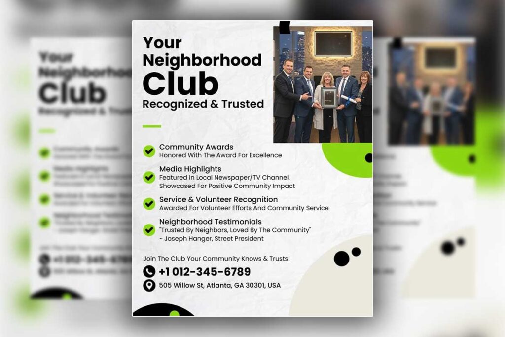 Community Club Awards Recognition Flyer Template
