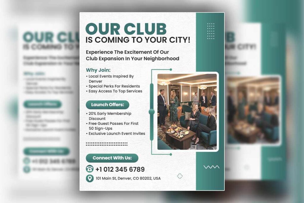 Community Club Launch Invitation Flyer Template