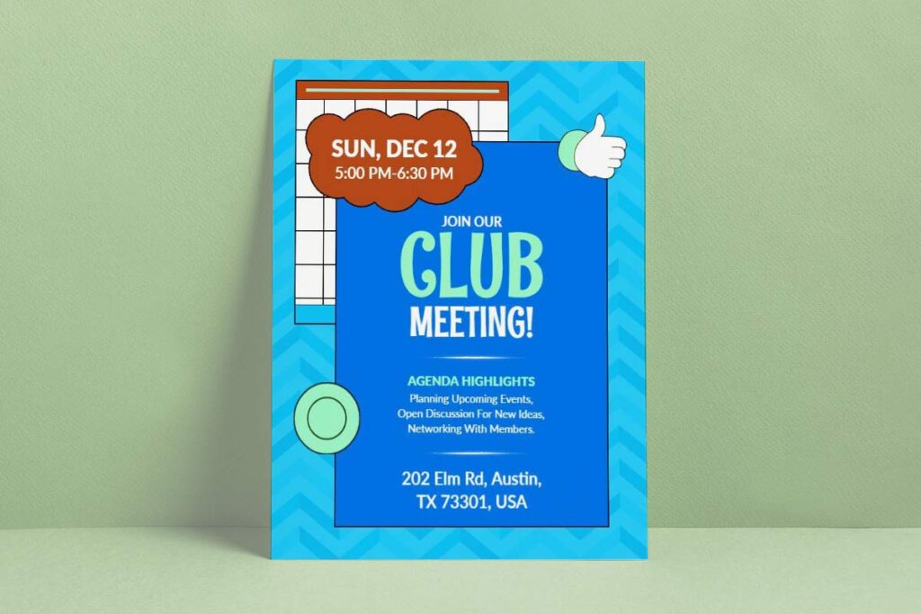 community club meeting event flyer template