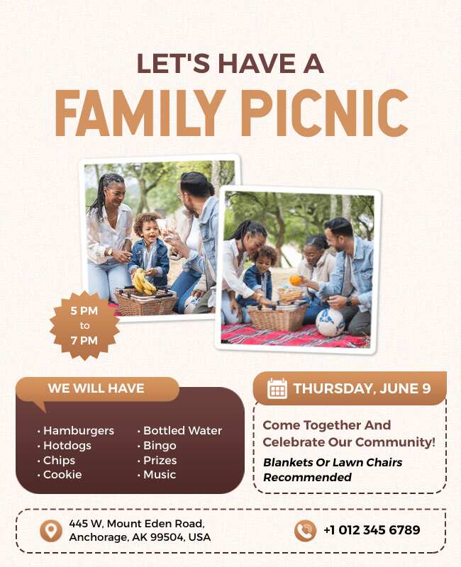 Community Family Picnic Event Flyer Template