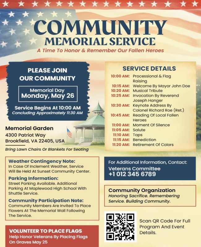 community memorial service flyer template