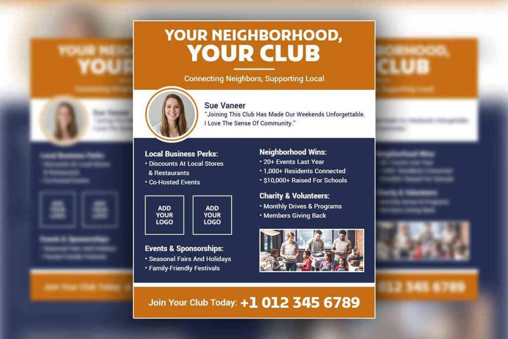 Community Neighborhood Club Benefits Promotion Flyer Template