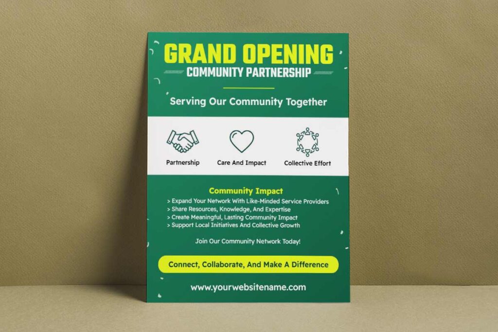 Community Partnership Grand Opening Event Flyer Template