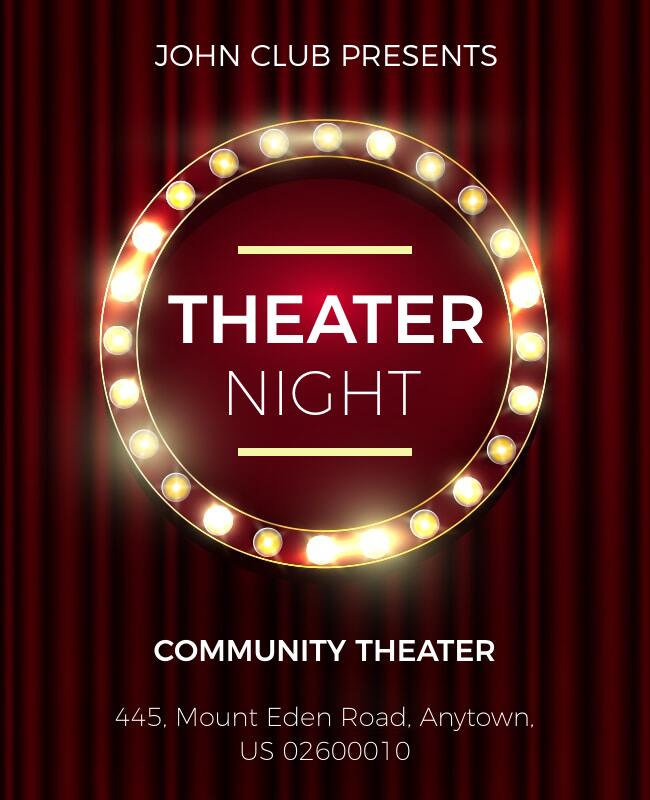 Community Theater Night Event Flyer Template