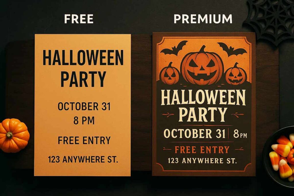 key differences between free and premium halloween flyer