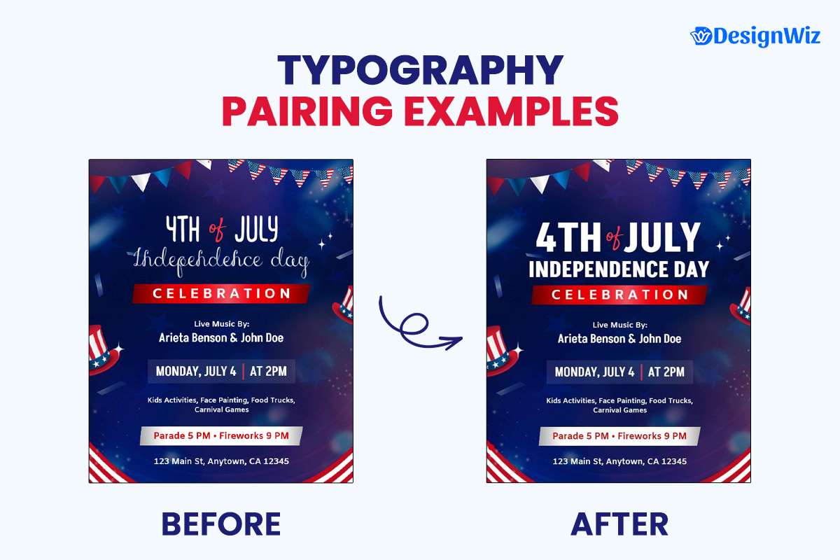 Comparison Of Effective Vs. Ineffective Typography In Fourth Of July Flyer