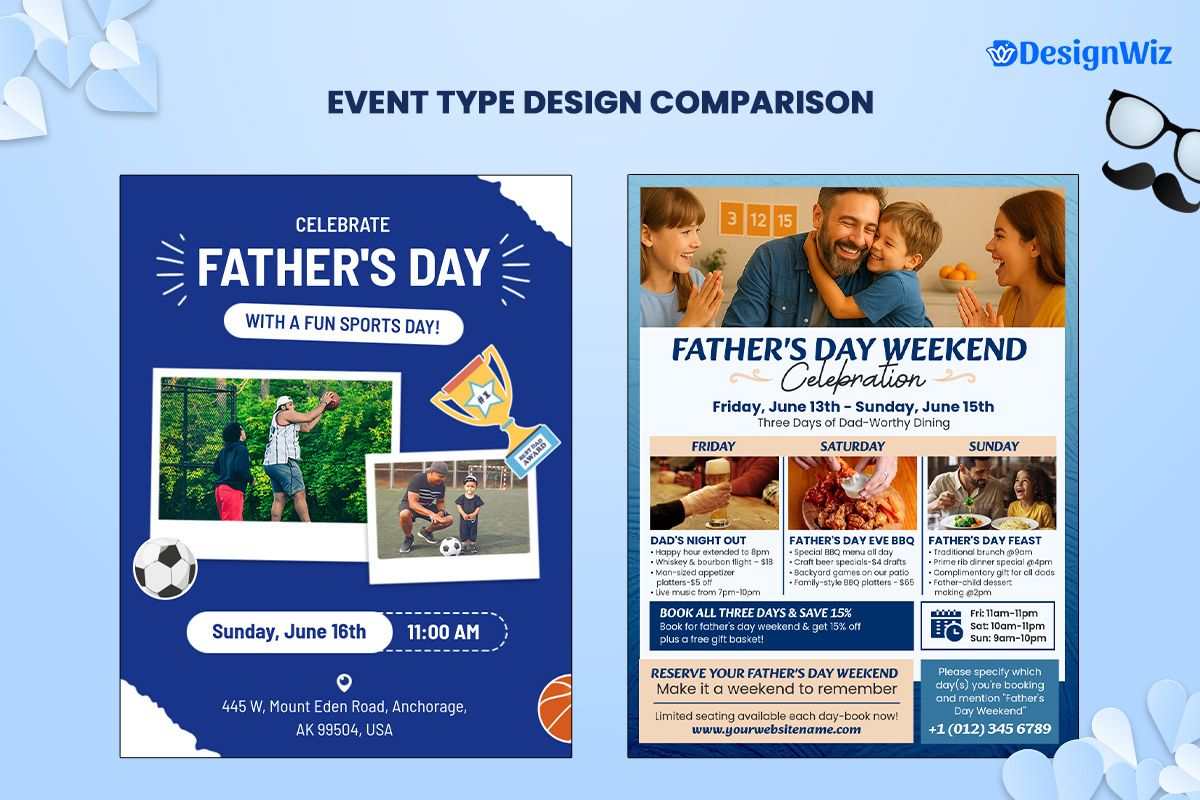 Comparison of Father's Day Event Flyer Designs
