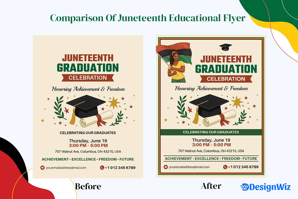 Before/After Comparison of Juneteenth Educational Flyer