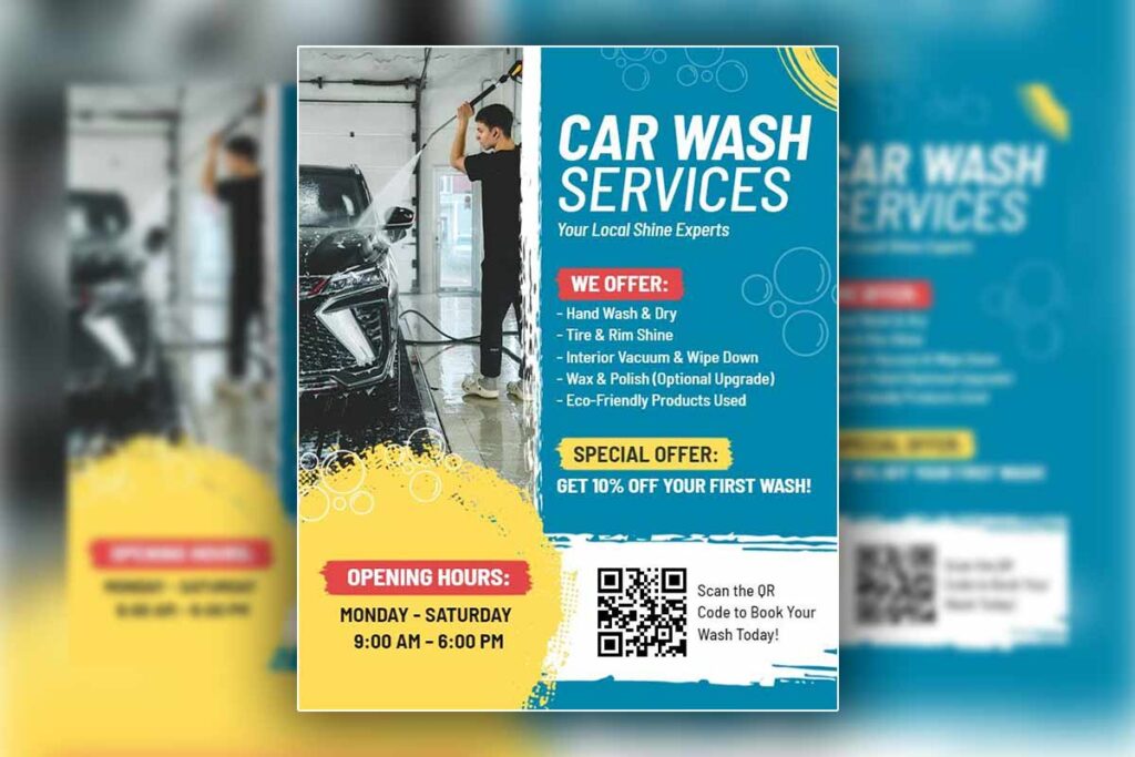Comprehensive Car Wash Services Promotion Flyer Template