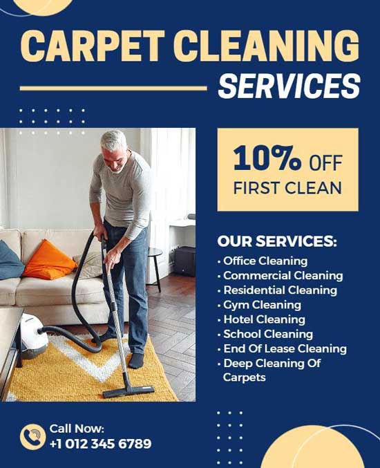 Comprehensive Carpet Cleaning Services Flyer Highlighting Specialized Cleaning Solutions