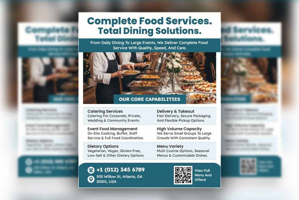 Comprehensive Event Food Catering Services Flyer Template