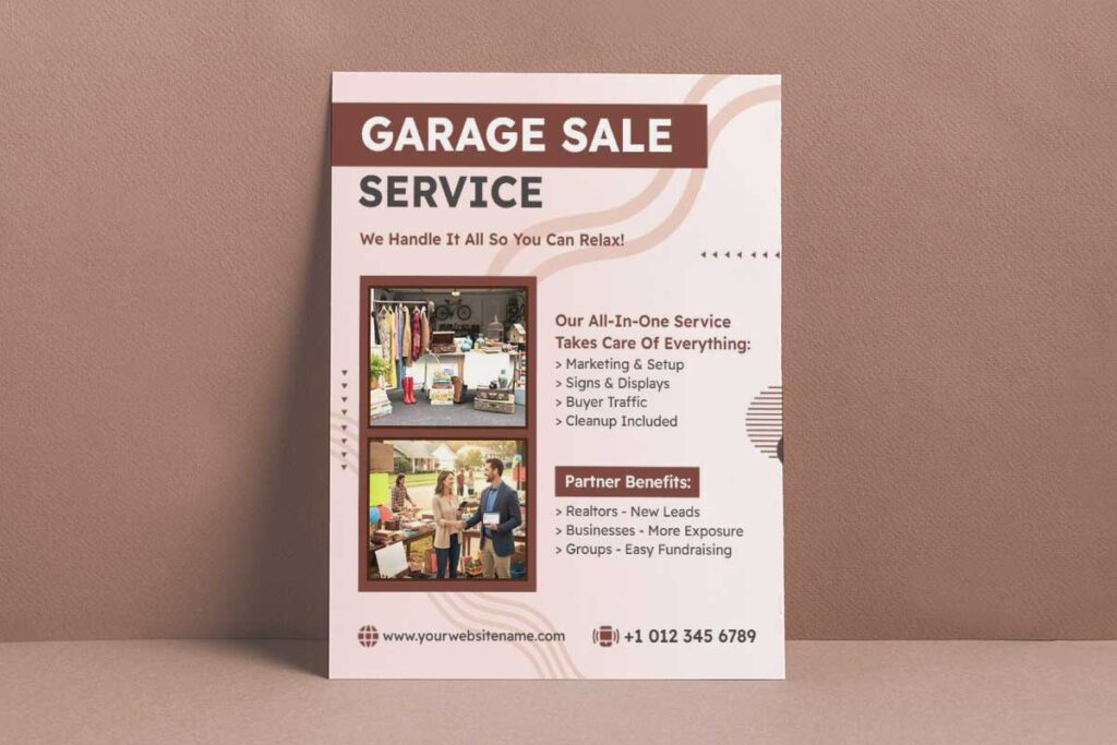 Comprehensive Garage Sale Service Promotion Flyer Template