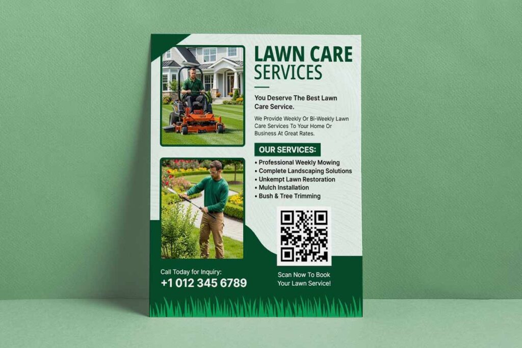 Comprehensive Lawn Care Services Promotional Flyer Template
