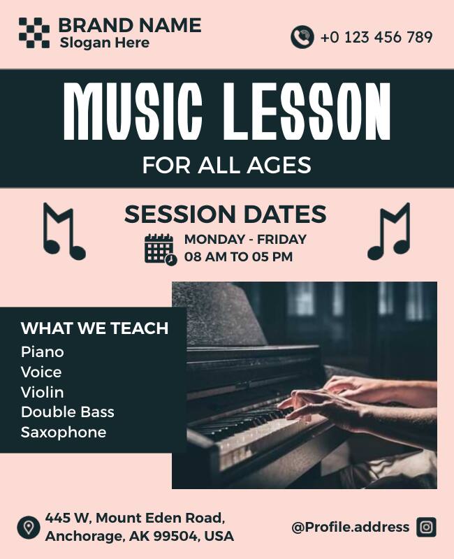 Comprehensive Music Lessons Promotional Flyer Template