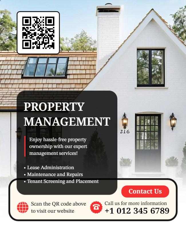 Flyer advertising a property with key features and contact information for potential buyers